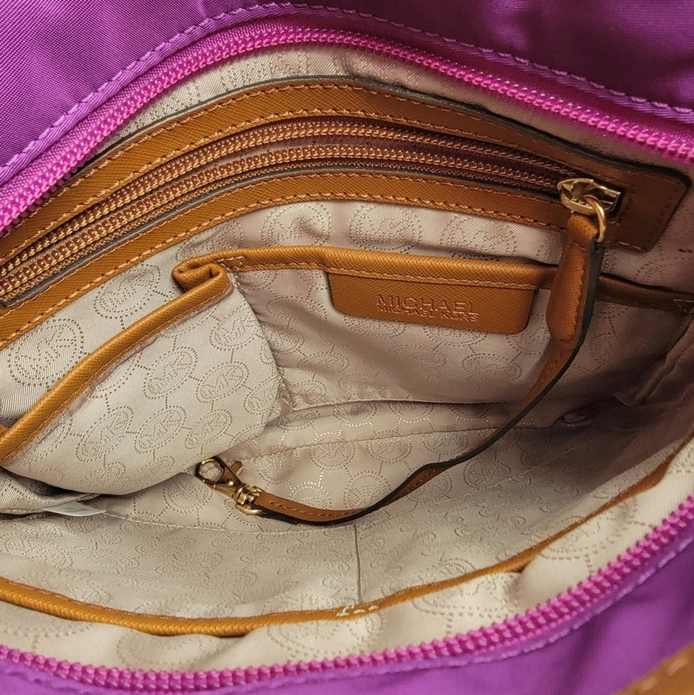 Michael Kors Kempton Burgundy/Tan Crossbody Shoulder Bag - Picture 10 of 16